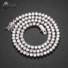 Design 3 Claw 5mm Tennis Chain Necklace Iced Out Bling Zircon 1 Row Crystal Women Men Party Jewlery Gold Silver Colour Pendant Necklaces