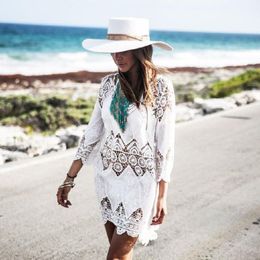 Women's Swimwear Arrivals Beach Cover Up Rayon White Tunic Ladies Robe De Plage Pareos For Women Pareo Bathing Suit Ups #Q12
