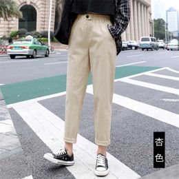 Beige High waist Casual Pants Women loose Spring Autumn Women's Korean slim Harem pants Plus Size Nine 3XL 211216