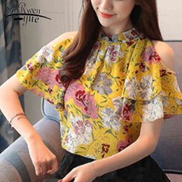 print chiffon women blouse fashion woman blouses off shoulder tops summer womens and blusas 2097 50 210521