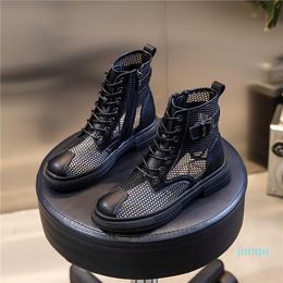 Wholesale-Boots Women's 2021 Summer Genuine Leather Woman Ankle Fashion Hollow Out Ladies Shoes Women Boot