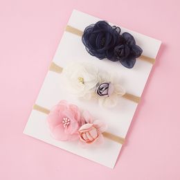 Boutique Nylon Baby Headbands For Girls Vintage Flower Nylon Headband Turban Baby Hairband Headdress Newborn Headwear