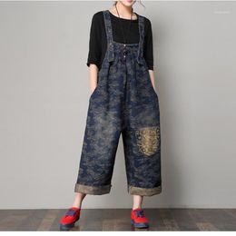 Women's Jumpsuits & Rompers Dungarees Women Jeans Denim Overalls Jumpsuit Female 2021 Chinese Style For TA612
