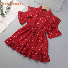 Bear Leader Girls Casual Costumes Summer Fashion Baby Polka Dot Dresses Kids Princess Fancy Clothes Children Cute Suits 2-6Y 210708