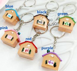 Metal Keychains Creative resin Material Imitation house keychain Metal Key Ring Pendant Toys Gifts for Unisex