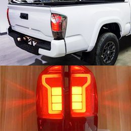 2PCS For Toyota Tacoma 2016 2017 2018 2019 2020 Pickup Car styling LED Taillight Red Rear Tail Light brake light warning lamp