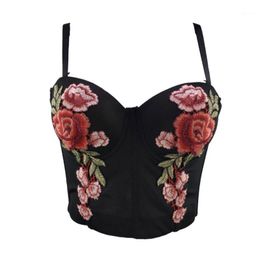 Flower Embroidered Bra Tops Women's Slim-Fit Retro Outer Wear Camisole Fashion Sleeveless Bustier Crop P2465 Bustiers & Corsets