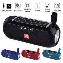 Portable Wireless Bluetooth-compatible Column bass Speaker Stereo Music Box Solar Power Bank waterproof USB AUX FM radio bass