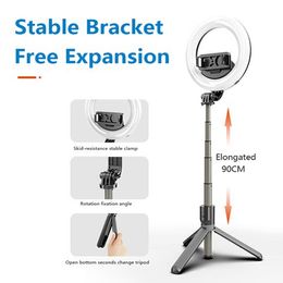 Portable Selfie Stick Tripod With LED Ring Fill Light with Remote Control Can Extend for 4.0-6.2 inch Smart Phone