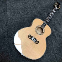 Custom Grand GJ200FR 43 Inch Jumbo Acoustic Guitar Flamed Maple Wood Back Side Abalone Binding in Natural Color