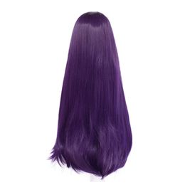 DDLC Doki Literature Club Yuri Women Purple Long Wig Cosplay Costume Heat Resistant Synthetic Hair Party Role Play Wigs Y0913