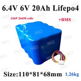 Rechargeable LiFepo4 26650 6V 6.4V 20Ah battery pack for Power Tools Miner's Lamp Safty Lamp LED Storage Energy with BMS