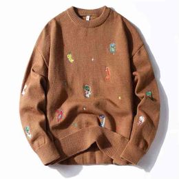 Fall Winter Fashion Cartoons Suede Sweater Long Sleeve O-Neck Women Casual Warm Pullovers Korean oversize women 210914