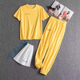 20ss High quality Tracksuits Women Two Piece Pants Set Outfits Letter solid Colour short sleeve trousers sports suit two-piece cotton men's