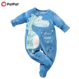 Arrival Autumn and Winter Baby Dinosaur Fleece Jumpsuit Clothing Cute Rpmpers 's 210528