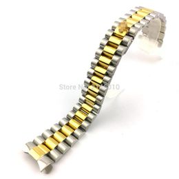 Watch Bands 20mm 13mm 17mm 21mm Band Stainless Steel Curved End President Style Bracelet Watchbands Fits For Water Ghost Outdoor S223A