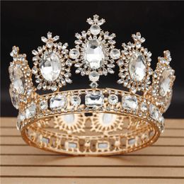 Vintage Wedding Crown Big Crystal Tiaras and Crowns for Queen Bridal Headdress Pageant Hair Jewellery Accessories X0625