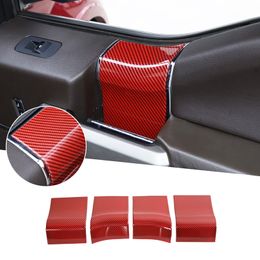 Car Inner Door Handle Trim Dcoration Sticker For Ford F150 15+ Auto Interior Accessories Red Carbon Fibre 4PCS