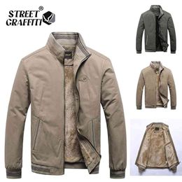 Autumn Men Jackets 100% Cotton Chaqueta Casual Solid Fashion Vintage Warm Vestes Coats High Quality M-5XL Winter Jacket 210811