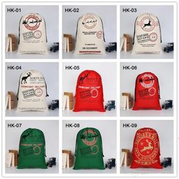 Christmas Santa Sacks 39 Styels Canvas Cotton Bag Large Organic Heavy Drawstring Gift Bags Personalised Festival Party Xmas Deco LLA7171