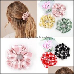 Rubber Bands Jewelry Fashion Plaid Fabric Women Scrunchies Girls Hairbands Ponytail Holder Hair Aessories Drop Delivery 2021 D8Hg6