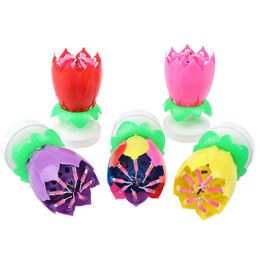 Joy Singing Music Birthday Candle Monolayer Lotus Candle Flowering Music Candle Kids Candles Wax Party DIY Cake Decoration