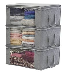 Quilt Storage Boxes Bag Foldable Dust Moisture Proof Clothes Bags 2 Color Home Organizers Basket High Quality Zipper ZZE5272