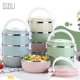 Multi--Layer Lunch Box Portable Stainless Steel Thermal for Food Portable Lunch Box for Kids Picnic Leak-Proof School Tableware 210925