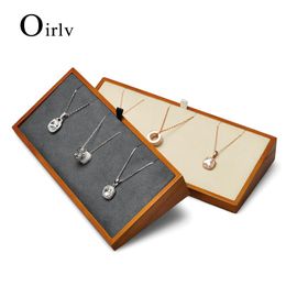 tower stands Canada - Jewelry Pouches, Bags Oirlv Wooden Display Stand For Necklace Pendant Bracelet Choker Tray Organizer Holder Tower