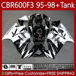 Body+Tank For HONDA CBR 600F3 600 F3 CC 600FS 97 98 95 96 Bodywork 64No.148 CBR600 FS CBR600F3 CBR600FS 1997 1998 1995 1996 CBR600-F3 600CC 95-98 Fairings Kit black white