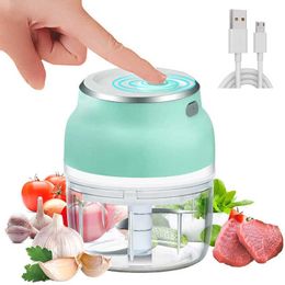 Electric Food Chopper USB Rechargeable Wireless Garlic Chopper with Blade Mini Meat Grinder Tools Portable Kitchen Accessories 210706