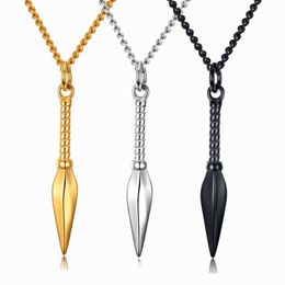 Men Barb Pendant Necklace Gothic Vintage Bullet Leather Rope Personality Choker Jewellery Male Friendship Gift