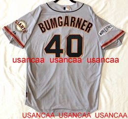 Stitched #40 MADISON BUMGARNER Grey JERSEY Throwback Jerseys Men Women Youth Baseball XS-5XL 6XL