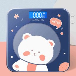 Cartoon Bear Weight Scale LCD Display Glass Smart Bathroom Scales Digital Body Fat Scales High-precision Electronic Floor Scales H1229