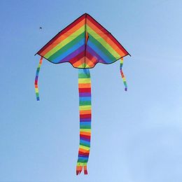 Kite & Accessories 100*160 Cm Colorful Rainbow Long Tail Nylon Outdoor Kites Flying Toy For Children Kids Without Control Bar And Line