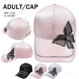 Party Hats simple pure color butterfly hats diamond baseball cap Korean curved brim shading fashion caps girl summer hat ZC358