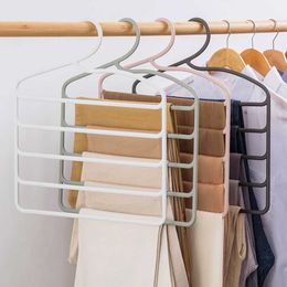 Multilayer Clothes Hangers Pants Organiser Rack Space Saving Wardrobe Closet Storage Rack Jeans Trousers Hanger Belt Towel Rack 210702