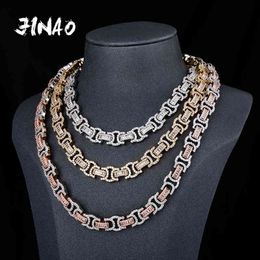 JINAO High Quality Iced Out Cubic Zirconia Stones Necklace Hip Hop Jewelry Gold Silver Color For Woman Men Gift X0509