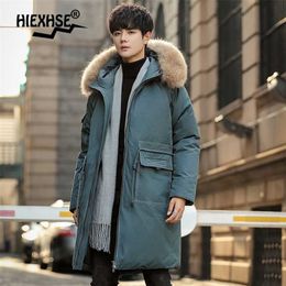 Men Long Down Jacket Mens Fashion Style Young Puffer Jacket Thicken Outdoor Warm Windproof Winter White Duck Down Coats 211129