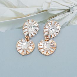 Trend Strange Design Geometry Dangle Earrings For Women Exquisite Rhinestone Sweet Cute Temperament Girl Accessories First Choice