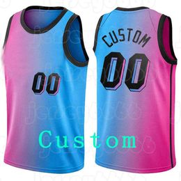 Mens Custom DIY Design Personalised round neck team basketball jerseys Men sports uniforms stitching and printing any name and number light blue pink 2021