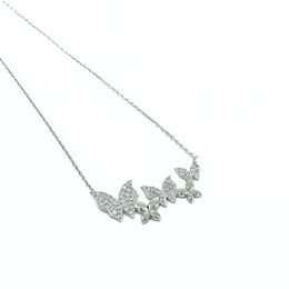 Four White Butterfly Silver Necklace