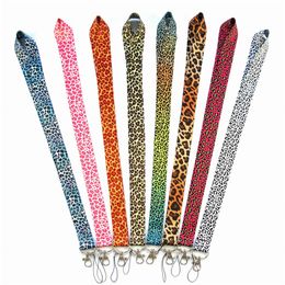 10PCS 8 Style Neck Strap Leopard for Keys Cheetah ID Card USB Badge Holders Phone Lanyard Cuello with Keyring