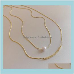 & Pendants Jewelryarrivals Fashion Modern Peals Choker Necklace Double Layers Round Necklaces Golden Chain Jewellery Women Chains Drop Deliver