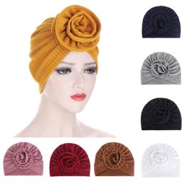 Flower Scarf Women Turban Hat African Stretch Bandana Cap Muslim Headwear India Bonnet Arab Wrap Head Scarf Hair Accessories