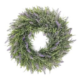 Lavender Wreath Handmade DIY Natural Rattan Valentines Day Artificial Flowers Wreaths Holiday Furniture Decoration For Home Door Y0901