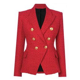 HIGH STREET est Runway A/W Designer Blazer Women's Double Breasted Metal Buttons Wool Coat Jacket 210930