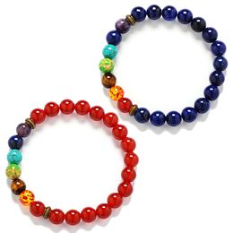 Popular Reiki Stone Yoga Seven Pulse Wheel Bracelet Energy Stone Handstring Jewellery