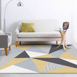 Carpets Fashion Nordic Modern Yellow Gray Stripe Triangle Diamond Living Room Bedroom Bedside Carpet PadCustom Size