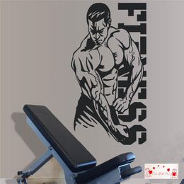 Wall Stickers Fitness Bodybuilding Gym Decals Sports Detachable 3A25